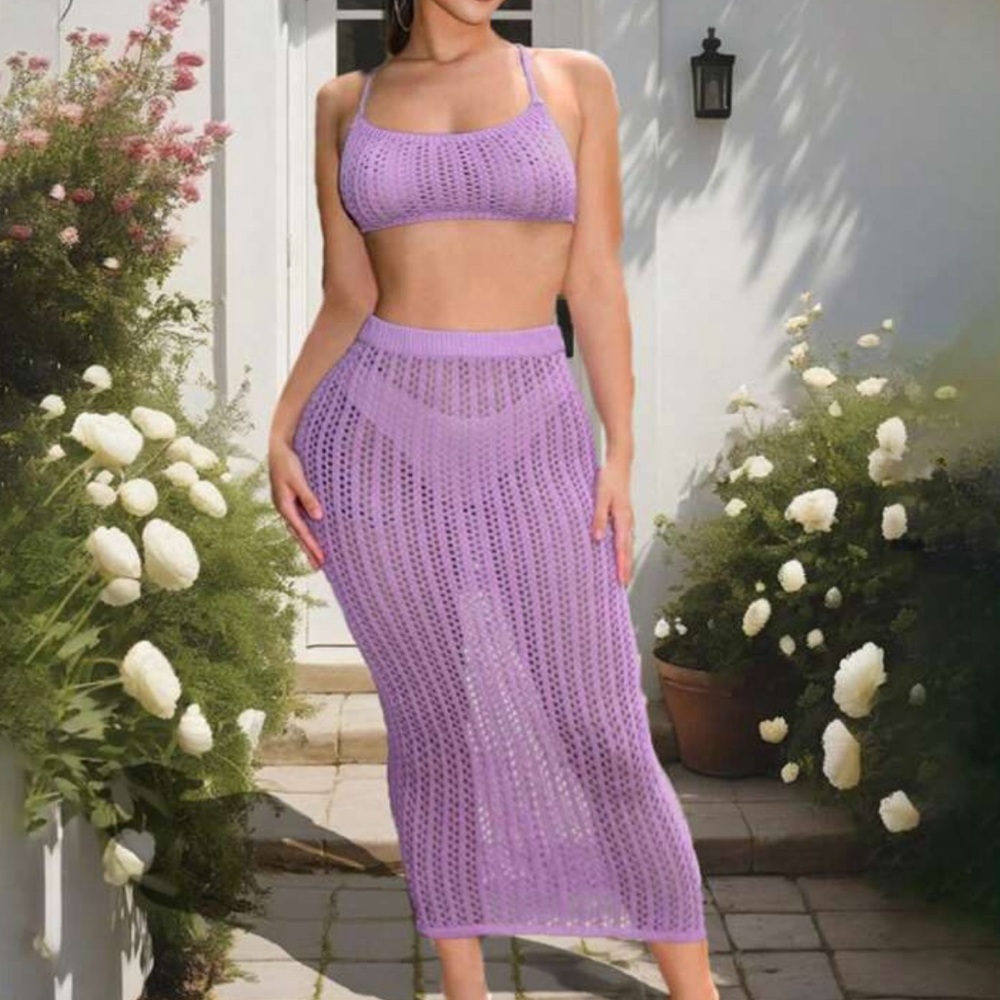 Lavender Two-Piece Crochet Set